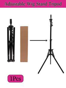 nunify Soporte de peluca reforzado con trípode, soporte ajustable para cabeza de maniquí para capacitación en cosmética y peluquería, soporte de peluca metálico negro de 63 pulgadas para exhibir pelucas, herramientas útiles para el salón para el peinado