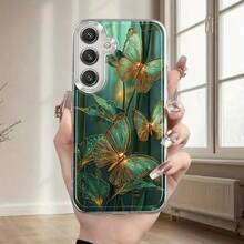 Funda de Teléfono de Flor de Mariposa Verde de Bosque de Bambú para Samsung Galaxy A02 A03S A04 A05S A06 A13 A14 A15 A16 5G A21S A22 A23 A24 A25 A26 A32 A34 A35 A36 A50 A52 A53 A54 A55 A56 A73 S21 Ultra S22 Plus S23+ S24 FE S48 Funda de Teléfono Transparente de Caricatura a Prueba de Golpes de Cobertura Completa TPU Funda Suave Creativa - Multicolor - Ver 4