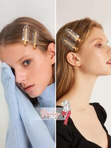 12/10/6/4/2pcs Women Silver Glitter Bridesmaid Hair Clips, Cardboard Crease-Free Hair Clips For Wedding Proposal Gift - Silver - View 5