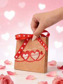 10pcs Wedding Candy Boxes, Valentine's Day Heart Kraft Paper Bags, Heart Arrow Candy Boxes, XOXO Gift Bags, Party Favor Boxes, Wedding Party Decorations, Suitable For Valentine's Day Parties And Events, Gift Packaging, Party Prize Packaging, Surprise Gifts, Birthday Gifts, Valentine's Day Gifts, Gifts For Her, Couple Gifts - Multicolor - View 6