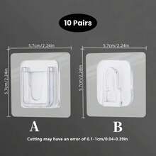 5/10 对多功能墙钩 - 透明，双面粘扣，无缝钩，防水透明收纳固定钩，墙壁插座支架，自粘钩，实用钩，家居装饰 - 坚固的 A+B 扣组合，无需钻孔，易于安装，适用于家庭、浴室、厨房、办公室等。