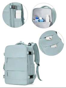 1pc Black Campus Backpack, Handheld Luggage 40x20x25 Ruian Airlines Travel Backpack Small Airplane Luggage Men's Backpack Women's, 14-Inch Laptop Backpack For School, Hiking, Work, Suitable For Office, Outdoor, Travel, College, Elementary, Middle, High School, Business, Commuting, Sports - Baby Blue - View 1