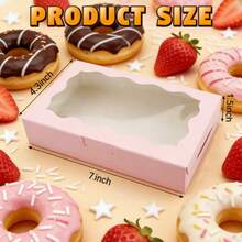 10pcs/12pcs/Pack Wedding Party Valentine's Day Cookie Baking Box With Window, Dessert Box With Drawstring Tag Card, Chocolate Box Pastry Gift Packaging Paper Box, Suitable For Various Holidays - Multicolor - View 5