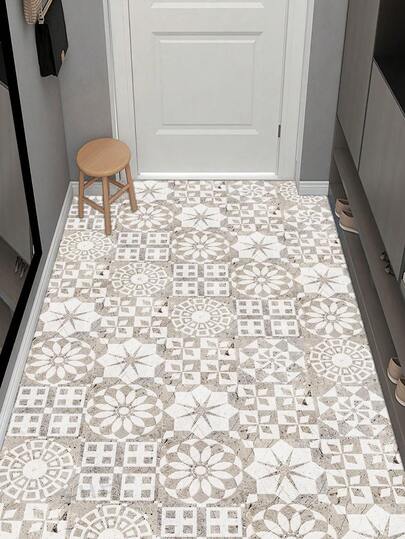 OUTANA 10pcs/Pack PVC Self-Adhesive Matte Marble Brick Pattern Decorative Floor Stickers (Decorative Stickers, Not Actual Tiles), Vinyl Removable Non-Slip Floor Decals, Suitable For Home Decor, Can Be Used As Wall Paper, Self-Adhesive Matte Ceramic Tile Stickers, DIY Peelable Wall Decor, Great For Kitchen, Living Room, Bathroom Walls, Floors, Desktops, Cabinets And Room Decoration.