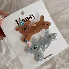 2个/套 女士多色卡通猫狗造型甜美发夹，适合日常佩戴，爪夹发夹，发卡，发饰，头饰，发夹 - 彩色 - 查看 17