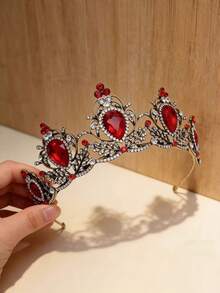 1pc Bohemian Style Rhinestone Embellished Zinc Alloy Princess Crown, Suitable For Weddings, Galas, Pageants, Birthday Parties - Multicolor - View 1