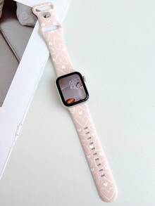1条情人节爱心印花硅胶表带，兼容 38mm 40mm 41mm 42mm 44mm 45mm 49mm（S10 42mm）（S10 46mm），时尚柔软硅胶运动表带，兼容 Series 11 Ultra 3 SE3 Ultra 2 S10 SE2 9 8 7 SE 6 5 4 3 2 1，情人节礼物 - 淺粉紅色 - 查看 5