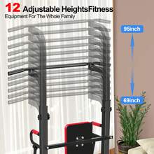 Power Tower Pull Up Bar Station, 330 Lbs Stable Pull Up Dip Station For Home Gym Strength Training Equipment,Six Adjustable Heights - Black - View 5