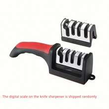 4-Stage Kitchen Knife Sharpener, Handheld Multi-Function 3-Level Quick Sharpening Tool With Non-Slip Base, Fashionable Kitchen Sharpening Accessory, Movable Top Hook, Random Delivery Of Sharpener With Numeric Scale - Black - View 10