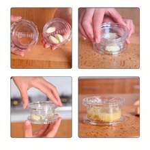 1个手动压蒜器/蒜蓉器 - 塑料压蒜器，手持式蒜蓉器，无需电力，高效扭转蒜瓣，手动扭转式蒜蓉压碎盒 - 易于使用的厨房工具，快速压碎蒜瓣，无需电力，透明手动蒜蓉制作器 - 手持式扭转设计