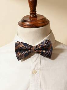 1条男士时尚佩斯利花纹双层领结，适合派对、日常穿着、上学、旅行等场合。