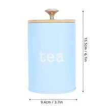 Set Of 3 Airtight Iron Canisters With Lids - Multifunctional Jars For Tea, Coffee And Sugar - Elegant Blue Design - Baby Blue - View 4