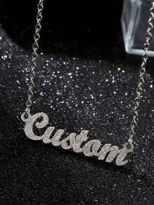 1 Customized Personalized Frosted Name Necklace Stainless Steel Nameplate Necklace Women's Gift Jewelry Valentine's Day - Multicolor - View 1