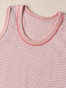 3pcs/Set Girls' Rose Floral Mesh Hollow Tank Tops, Lightweight, Breathable, Quick-Dry Cotton Summer Tops - Multicolor - View 4