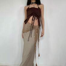 European And American Summer INS Style New Fashion  Versatile Loose Sequin Tassel Waist Accessories For Women - Khaki - View 10