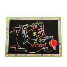 10pcs/Set Scratch Art Kit With Wooden Stylus, Reveal Vibrant Color Patterns, Great For Coloring And Doodling, Comes With Creative Drawing Board, Ideal Holiday Gift - Multicolor - View 10