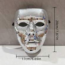 1pc Disco Ball Mask, Unisex Costume Mask, Reflective Mirror Mask, No Power Required - Silver - View 5
