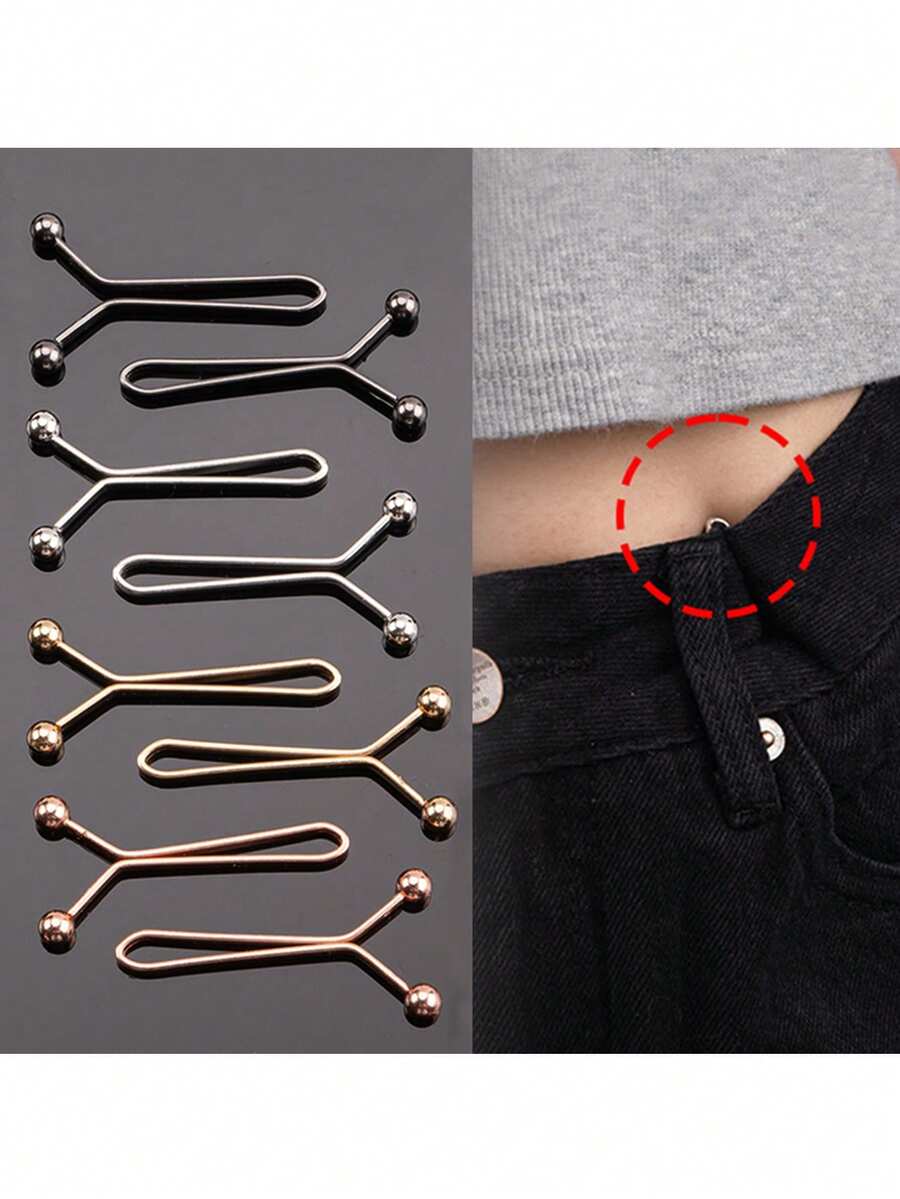 4 chiếc kẹp eo kim loại vô hình, ghim cài điều chỉnh được, phù hợp với quần jean và quần áo, kẹp ve áo hình chữ U thời trang, kẹp chống trượt cho khăn quàng cổ, khăn choàng, áo len, áo khoác, quần jean, mũ, túi xách và phụ kiện quần áo dành cho nữ.