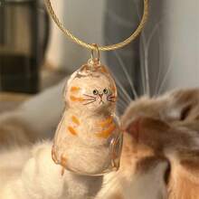 1/6个透明猫毛胶囊吊坠，适合爱猫人士，可用作包包挂饰或房间装饰，宠物毛发纪念钥匙扣 - 彩色 - 查看 8