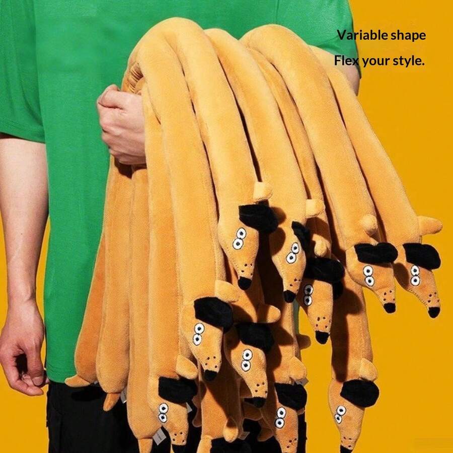 1pc 2026 New Realistic Dachshund Long Plush Dog Toy | Barking & Bendable Stuffed Animal For Pet Play | Interactive Tug-Of-War Chew Toy & Cuddly Companion Pillow - Perfect Gift For Birthday, Boy, Girl, Easter, Valentine's Day - Multicolor - View 1