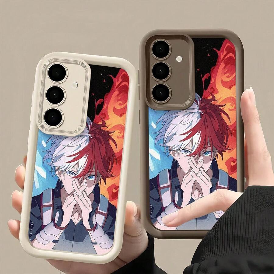 Funda para teléfono - Todoroki Shoto MHA My Hero, diseñada para Samsung Galaxy S25, S24 Fe, S23 Plus, S22 Ultra, S21 y S20 FE 5G, cuenta con protección de lente trapezoidal y cubierta trasera de silicona suave. - Multicolor - Ver 1