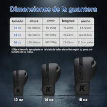 Guantes Box, Guantes de Box para Hombre Mujer, Guantes de Boxeo(12-14-16 oz), Incluyen Protector Bucal, Correas Boxing y Bolsa Almacenamiento, Ideales para Boxeo y MMA - 16 onzas - Ver 3