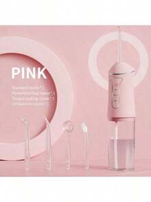 便携式电动冲牙器，3种模式，4个喷嘴，可充电式水牙线，适合旅行、居家、牙套护理和口腔健康，是节日送礼的理想之选，支持无线USB充电，配备800mAh电池