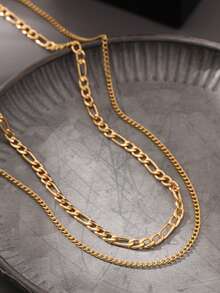 Nooxian 2pcs/Set Multi-Layer Gold Chain Necklace, Unique Personalized Women Sweater Chain Jewelry (Random Chain Clasp Quantity) - Yellow Gold - View 5