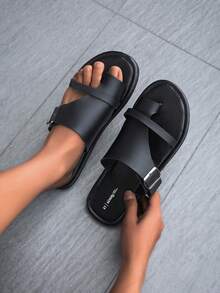 HISQIM Men's Sandals, Fashion & Comfortable, Suitable For Indoor And Outdoor, Classic Design, Casual And Formal Occasions, Breathable - Black - View 2
