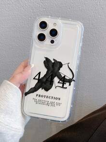 1pc Minimalist Creative Numeric Angel Archer English Slogan Graphic Transparent Airbag Anti-Drop Phone Case, Compatible With Samsung/Compatible With IPhone XS/XS Max/XR/11/12/13/14/14 Plus/15/15 Plus/16/16 Plus/7/8 Plus/17/17 Pro And Other Phone Models - Multicolor - View 6