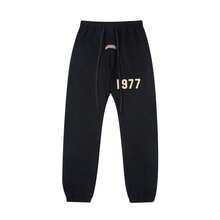 Essentials-1977 2pcs Men's Casual Print Drawstring Hoodies And Pants Set, 2025 New Street Loose Sweatshirt Set For Women And Men, Hip-Hop Skateboard Casual Sportswear For Autumn And Winter - màu đen - Xem 3