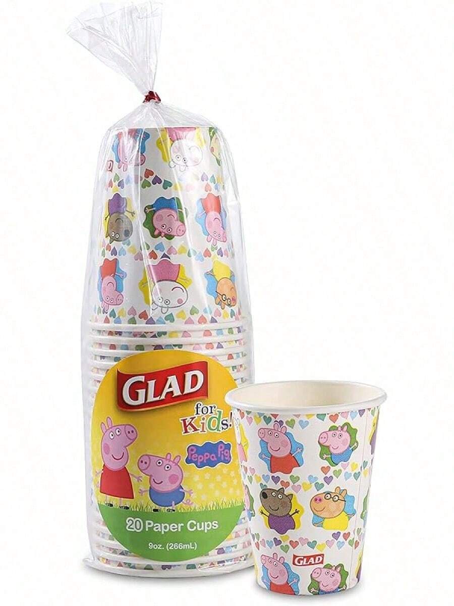 EstiloGlad for Kids - Cuencos de papel de  Friends de 12 onzas, 20 unidades, cuencos desechables para niños con estampados divertidos,  y amigosVersión mejorada - blanco - Ver 1