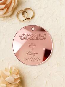 情人節客製化婚禮禮物，客製化婚禮 Save The Date 吊牌，個性化婚禮禮品袋吊牌，壓克力鏡面姓名標籤吊牌 - 彩色 - 查看 11