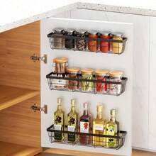 HQahnekme 2PCS Cabinet Door Organizer,Self Adhesive Kitchen Cabinet Organizer,Cabinet Door Storage Box For Bathroom\/Kitchen\/Living Room,Storage Shelf Rv Must Haves. (White) - Sắt đen - Xem 2