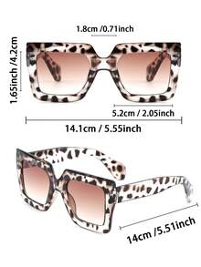 4 pièces Lunettes géométriques surdimensionnées en plastique à imprimé léopard rétro intemporel pour femmes, convenant aux fêtes de carnaval, aux voyages extérieurs, à Halloween, aux festivals de musique, accessoires de mode créatifs - couleur - Voir 7