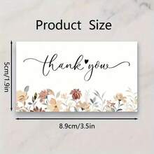 100pcs Elegant Floral Pattern & Cursive Font Thank You Cards - Uncoated Premium Paper, Suitable For Weddings, Birthdays, Business Events, Party Decor, Appreciation Cards, Wedding Stationery, High-Quality Finish - Multicolor - View 3