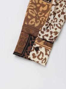 女士单排扣豹纹长袖休闲时尚衬衫 - 咖啡棕 - 查看 5