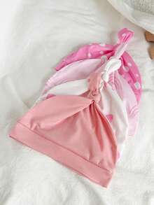 4pcs Baby Girls' Cute Long Sleeve Footie Rompers - Rainbow, Polka Dot And Heart Prints, Soft Knit Fabric, Ideal For Spring/Summer Casual Wear - Multicolor - View 6