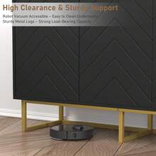 Moderno gabinete de buffet de aparador con almacenamiento, 31,5 en madera acento gabinete de almacenamiento con herringbone puertas y estante, mesa de consola de Credenza para comedor sala de estar entrada - Negro-3 puertas - Ver 4