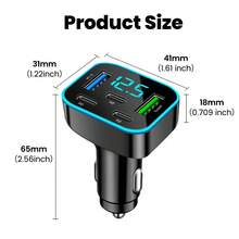 Black Matching Style Second Phase Cell Phones Car Charger 2U+3C 5-Port Digital Display Car Charger Valentine's Day Gift - one-size - View 11