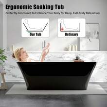 Freestanding Bathtub 67 Inch Black And White Acrylic Tub, Deep Soaking Modern Bathtub For Bathroom Remodel And Spa Relaxation - Black - View 8