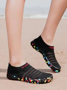 TOLLN 1双女士速干户外涉水鞋，防滑游泳鞋，防刮水鞋，两栖沙滩鞋 - 黑色 - 查看 1