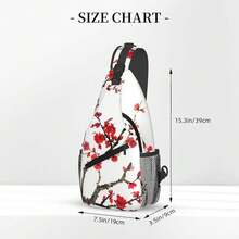 Red Cherry Blossom Sling Bag For Women Crossbody Bag Asian Japanese Flower Watercolor Ink Painting Sling Backpack For Men Plum Blossom Floral Shoulder Bag Gym Sports Travel HiFKing Daypack - ĐỏĐenTrắng - Xem 3