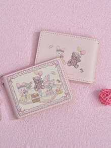 兔子和熊，驾驶证和野餐系列原创设计可爱蕾丝保护套和卡包，适合女孩的卡夹、钱包、名片夹、信用卡夹、身份证夹、女孩照片卡夹、女孩钱包、迷你钱包、卡包 - 彩色 - 查看 6