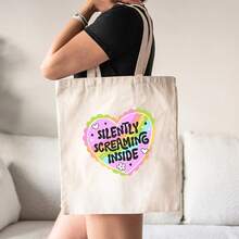 Funny Mental Health Awareness Tote Bag Suitable For Men & - Canvas Bag With Silently Screaming, Top Handle For Sessions, Everyday Carry & - White - View 5