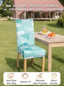 1件数码印花牛奶丝高背椅套，花卉图案，弹性防尘，整片式可拆卸可水洗椅套，适用于客厅、餐厅、卧室、书房 - 彩色 - 查看 4