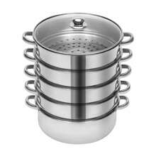 SENDERPICK 5-Layer Steam Cooker Kitchen Tool Large Capacity 26 Cm/10-Inch Stainless Steel Steamer - Silver - View 1