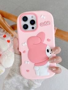 SANRIO 1个可爱时尚的猫咪图案手机壳，男女通用情侣款，Melody KT猫咪，粉色蝴蝶结硅胶防水防震手机壳，兼容苹果17系列、11/12/12 Pro、13/14/15、13 Pro/14 Pro/15 Pro、12 Pro Max/13 Pro Max/14 Pro Max/15 Pro Max、16、16 Pro、16 Pro Max、17、17 Pro、17 Pro Max - 粉色 - 查看 5