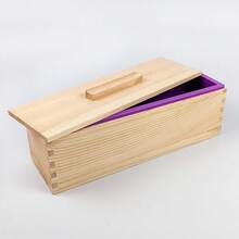 1.2-Liter Rectangular Long-Barrel Wooden Box With Silicone Inner Liner, Lid, Handcrafted Soap Rendering Silicone Mold - Purple - View 4