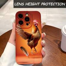 1PC Phone Case ,  Chicken In Flight Orange Background , Stylish Phone Case, Phone Decoration, All-around Lens Protection, Creative Small Gift, Funny Gift for Boys and Girls - ブラック - チェックする 4